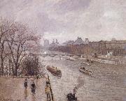 Camille Pissarro The Louvre,morning,rainy weather France oil painting artist
